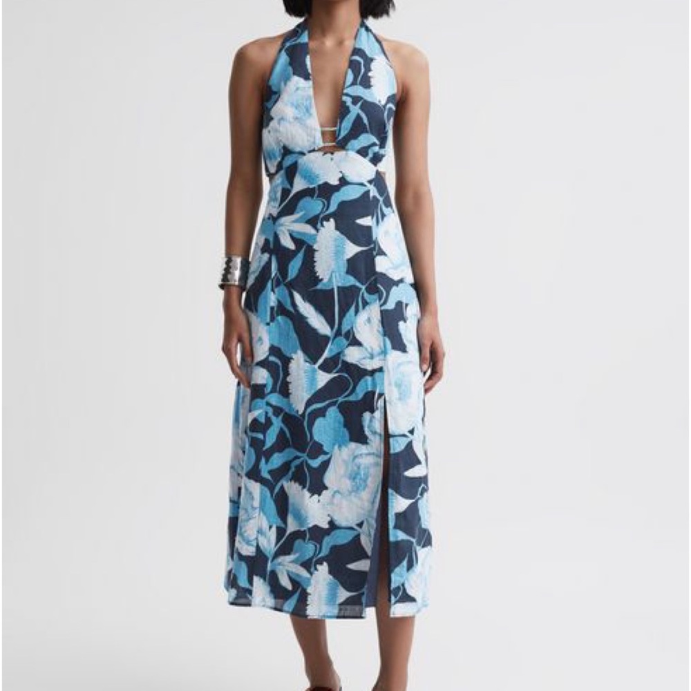 Reiss Blue and White Halter Sundress
